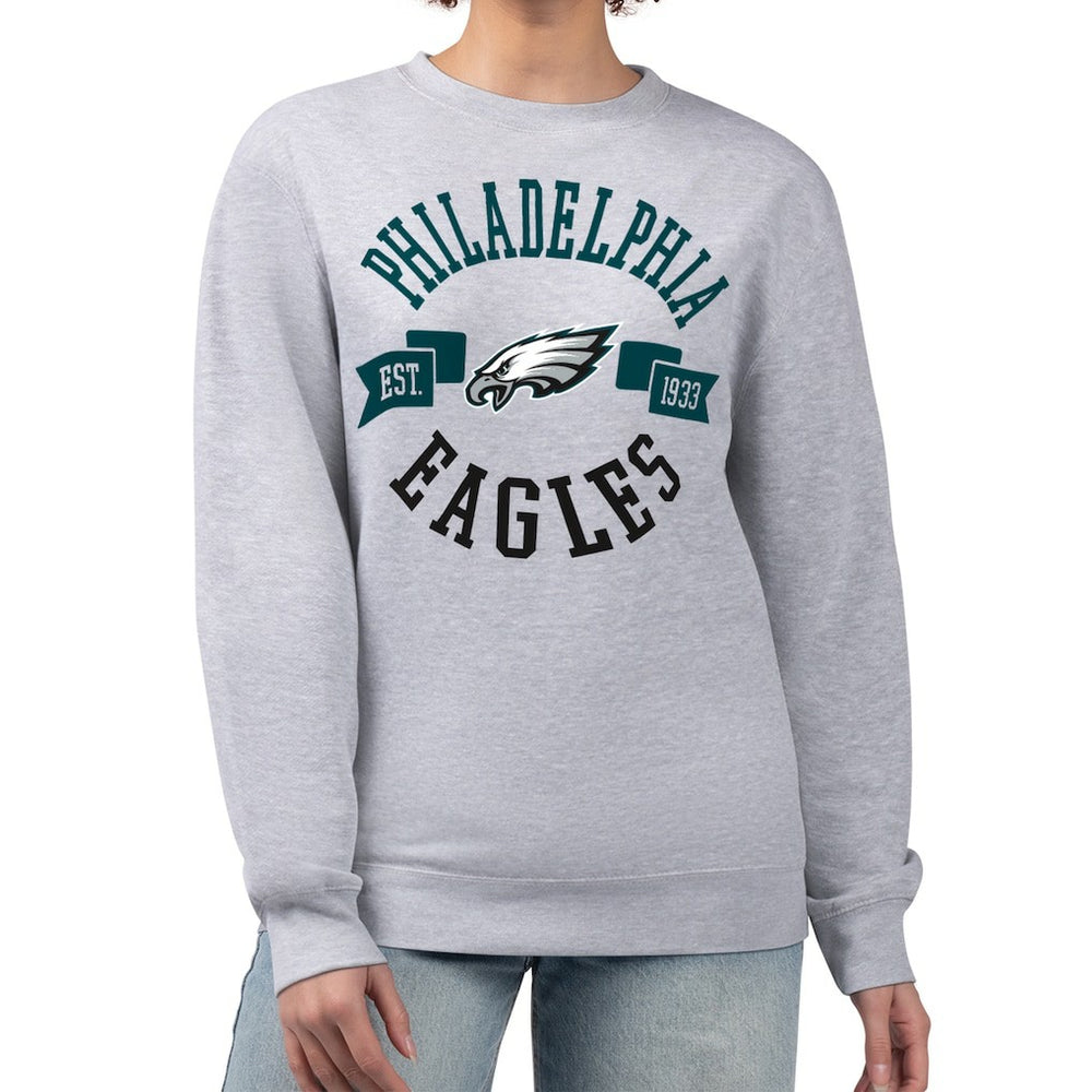 Philadelphia Eagles G-III 4Her by Carl Banks Women's Large Team Graphic Fleece Pullover Sweatshirt - Heather Gray - NFL