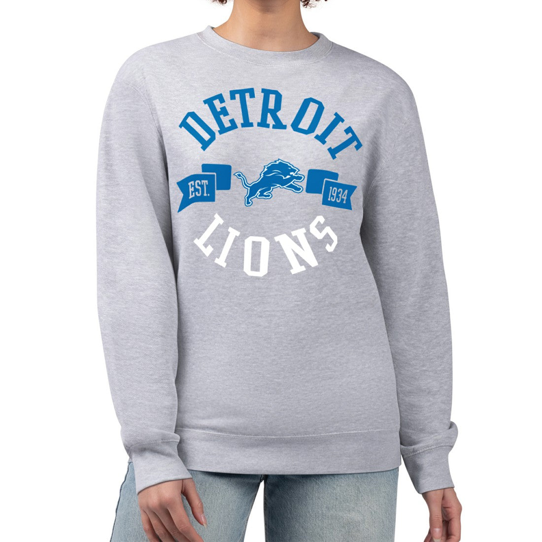 Detroit Lions G-III 4Her by Carl Banks Women's Large Team Graphic Fleece Pullover Sweatshirt - Heather Gray - NFL