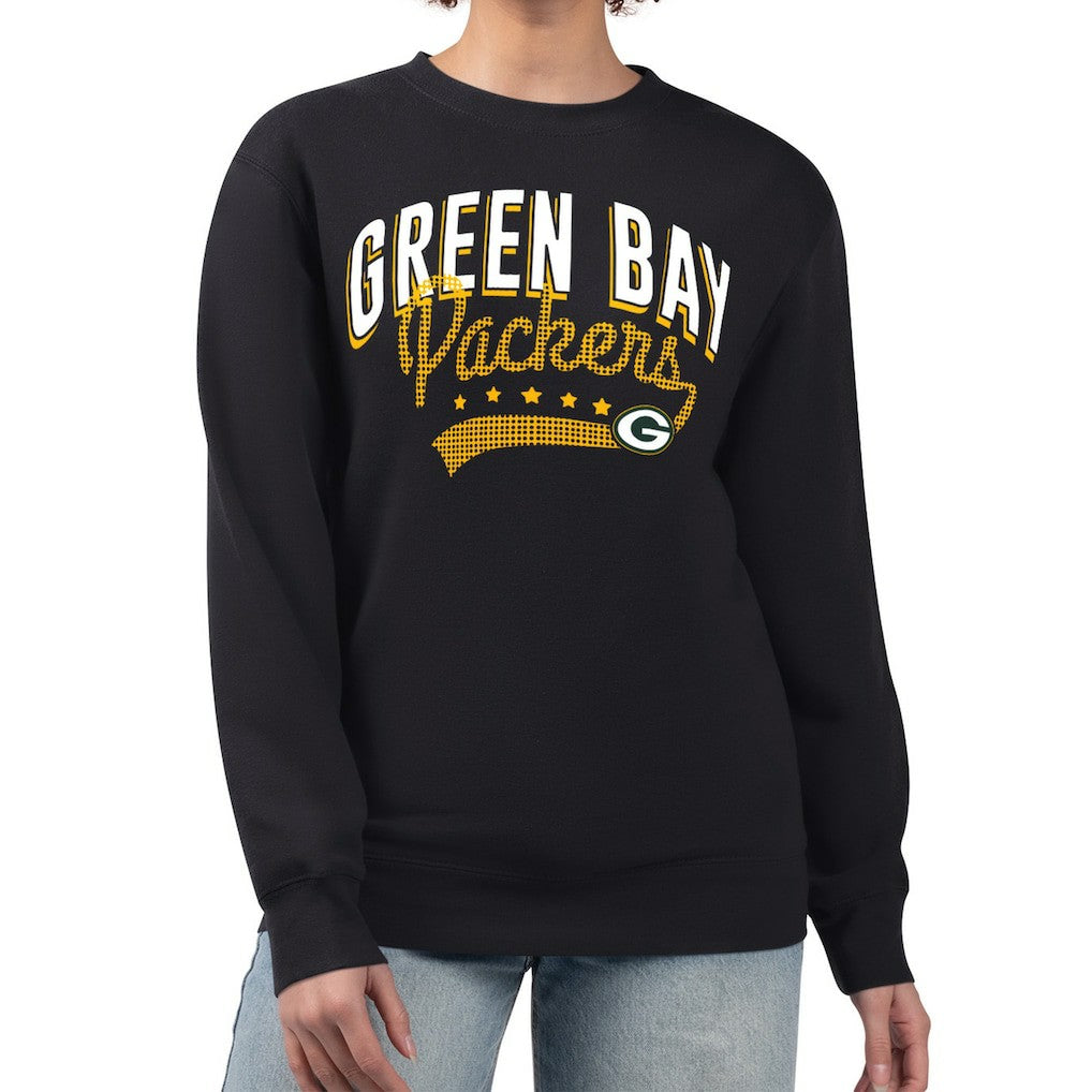 Green Bay Packers G-III 4Her by Carl Banks Women's Filigree Logo Graphic Fleece Pullover Sweatshirt - Black - NFL
