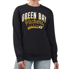 Green Bay Packers G-III 4Her by Carl Banks Women's Filigree Logo Graphic Fleece Pullover Sweatshirt - Black - NFL