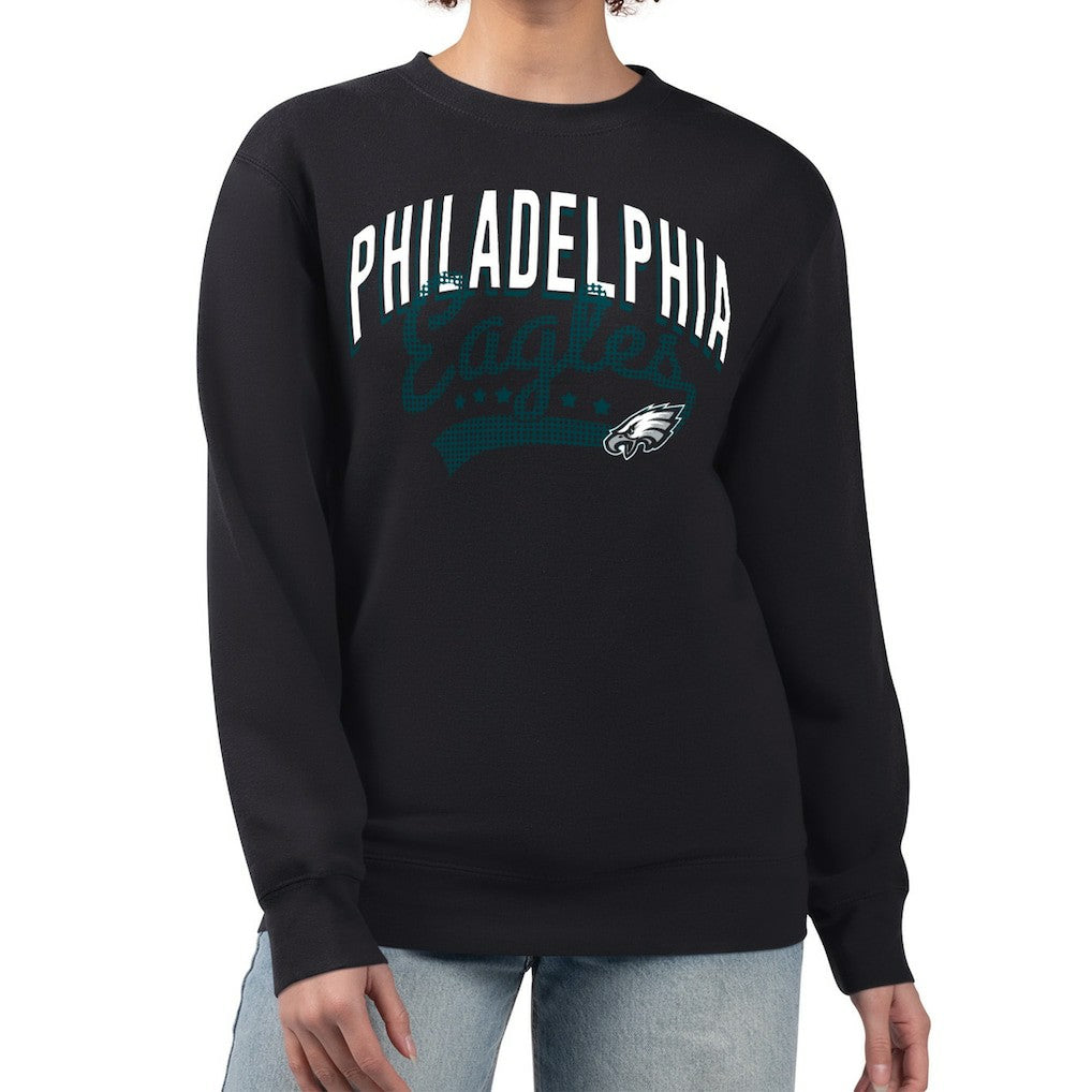 Philadelphia Eagles G-III 4Her by Carl Banks Women's Filigree Logo Graphic Fleece Pullover Sweatshirt - Black - NFL