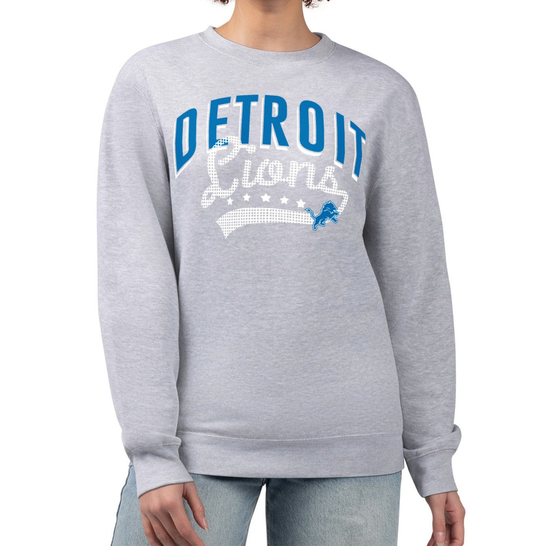 Detroit Lions G-III 4Her by Carl Banks Women's Filigree Logo Graphic Fleece Pullover Sweatshirt - Heather Gray - NFL