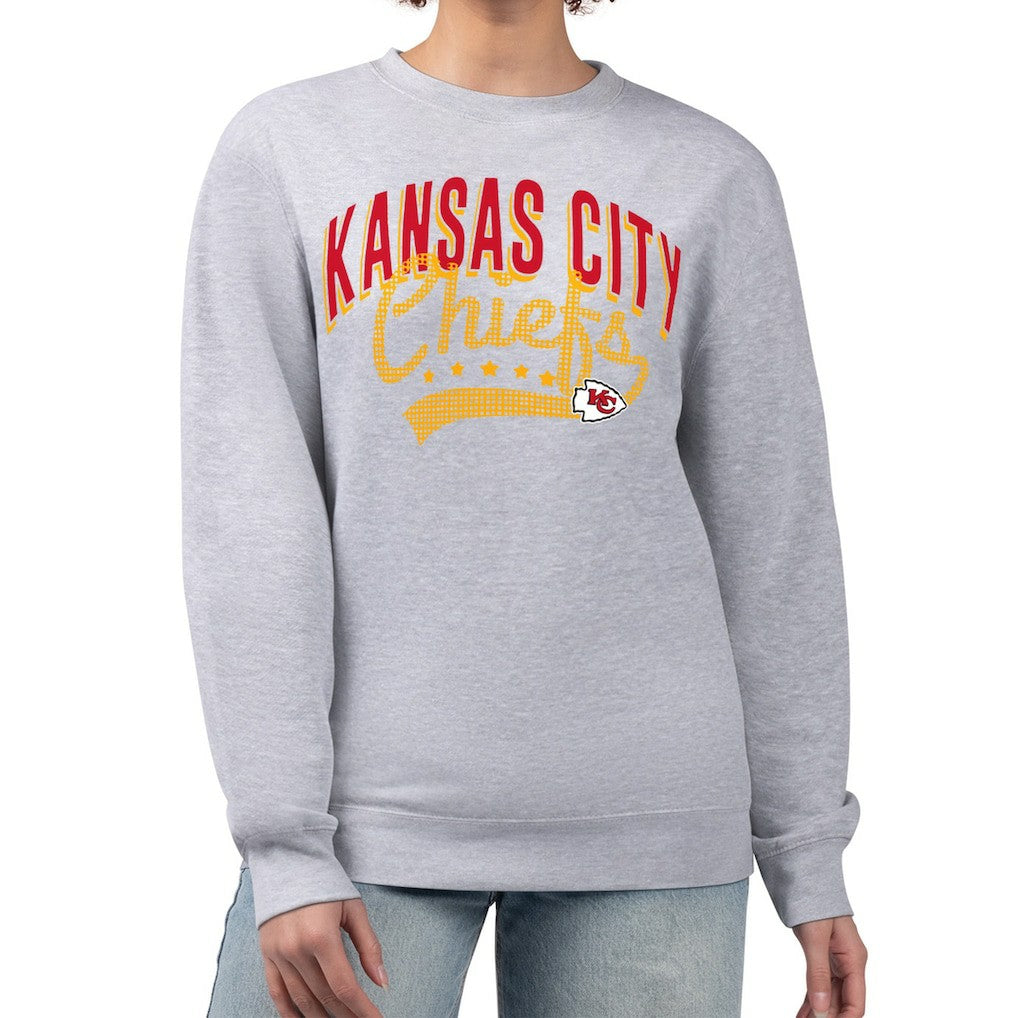 Kansas City Chiefs G-III 4Her by Carl Banks Women's Filigree Logo Graphic Fleece Pullover Sweatshirt - Heather Gray - NFL