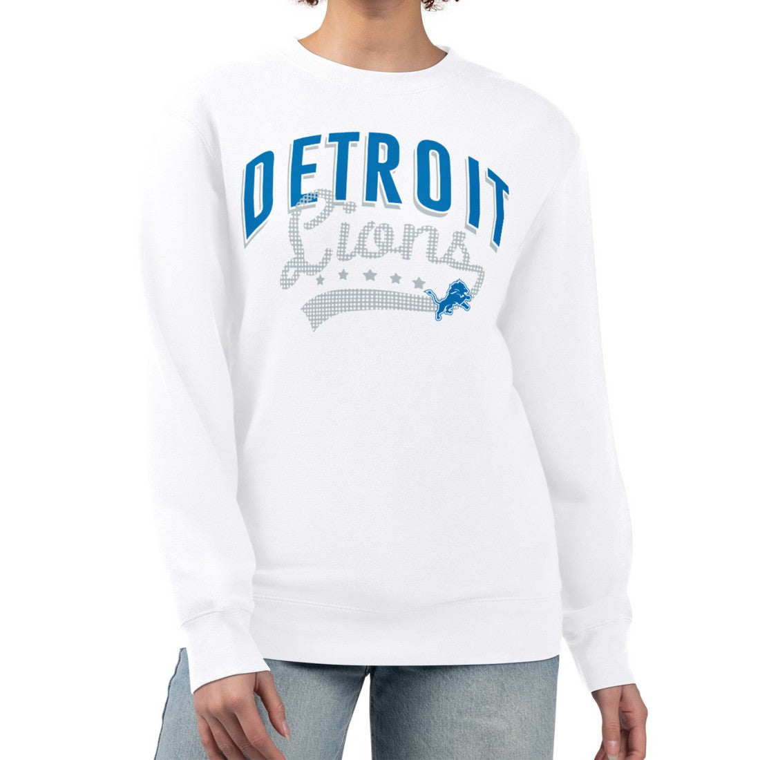Detroit Lions G-III 4Her by Carl Banks Women's Filigree Logo Graphic Fleece Pullover Sweatshirt - White - NFL