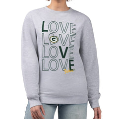 Green Bay Packers G-III 4Her by Carl Banks Women's Lots of Love Graphic Fleece Pullover Sweatshirt - Heather Gray - NFL