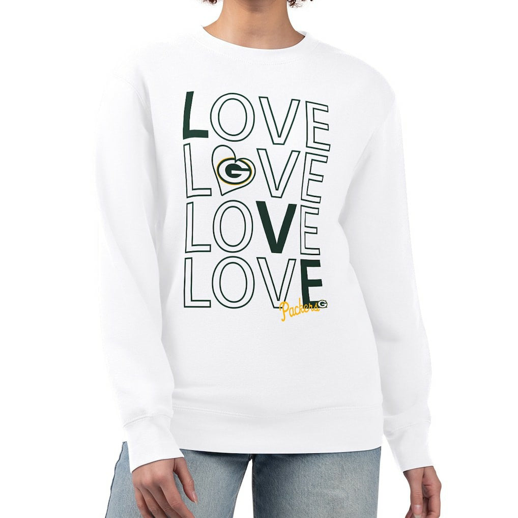 Green Bay Packers G-III 4Her by Carl Banks Women's Lots of Love Graphic Fleece Pullover Sweatshirt - White - NFL