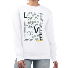 Green Bay Packers G-III 4Her by Carl Banks Women's Lots of Love Graphic Fleece Pullover Sweatshirt - White - NFL