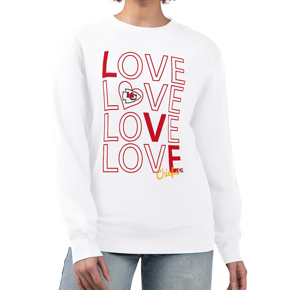 Kansas City Chiefs G-III 4Her by Carl Banks Women's Lots of Love Graphic Fleece Pullover Sweatshirt - White - NFL