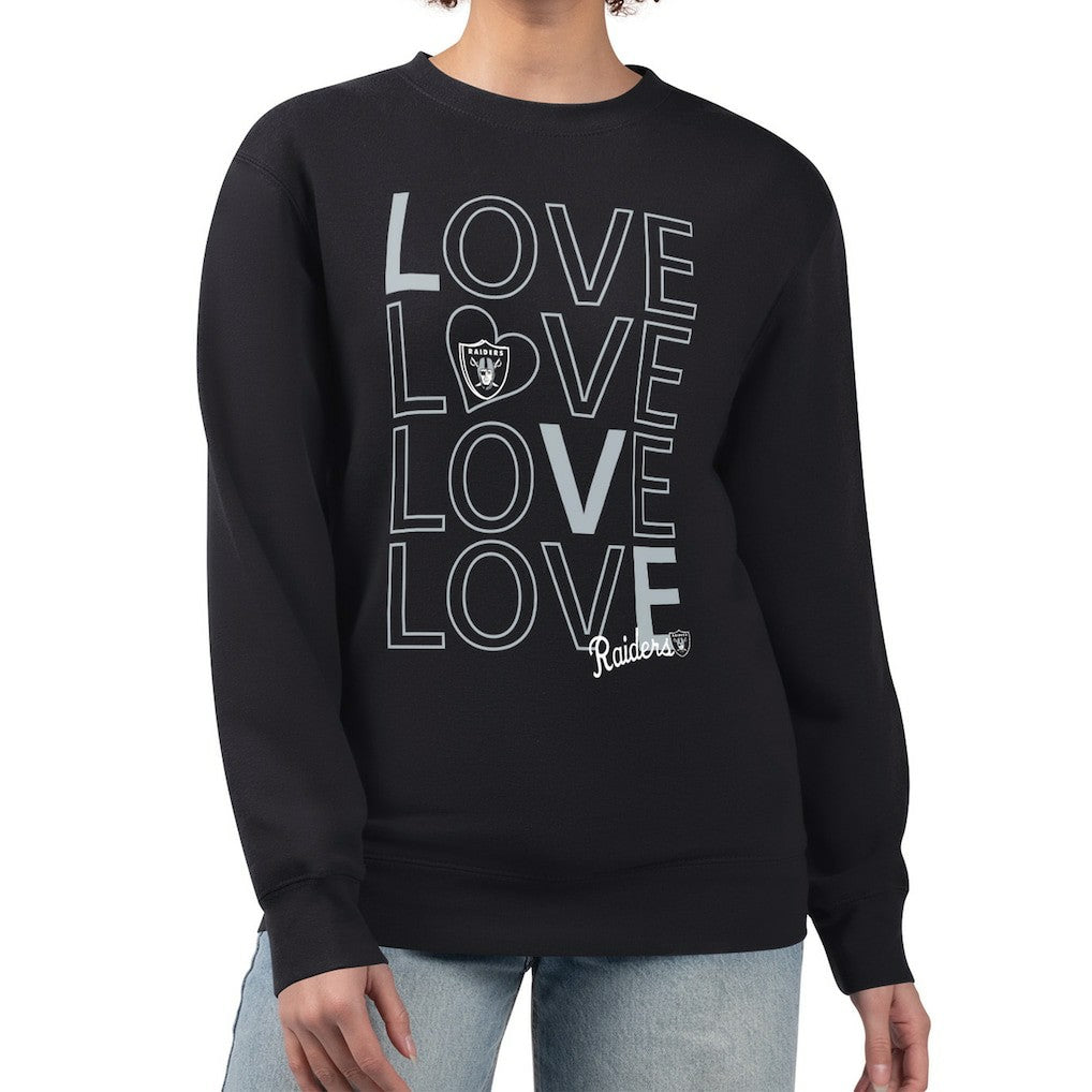 Las Vegas Raiders G-III 4Her by Carl Banks Women's Lots of Love Graphic Fleece Pullover Sweatshirt - Black - NFL