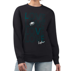 Philadelphia Eagles G-III 4Her by Carl Banks Women's Lots of Love Graphic Fleece Pullover Sweatshirt - Black - NFL