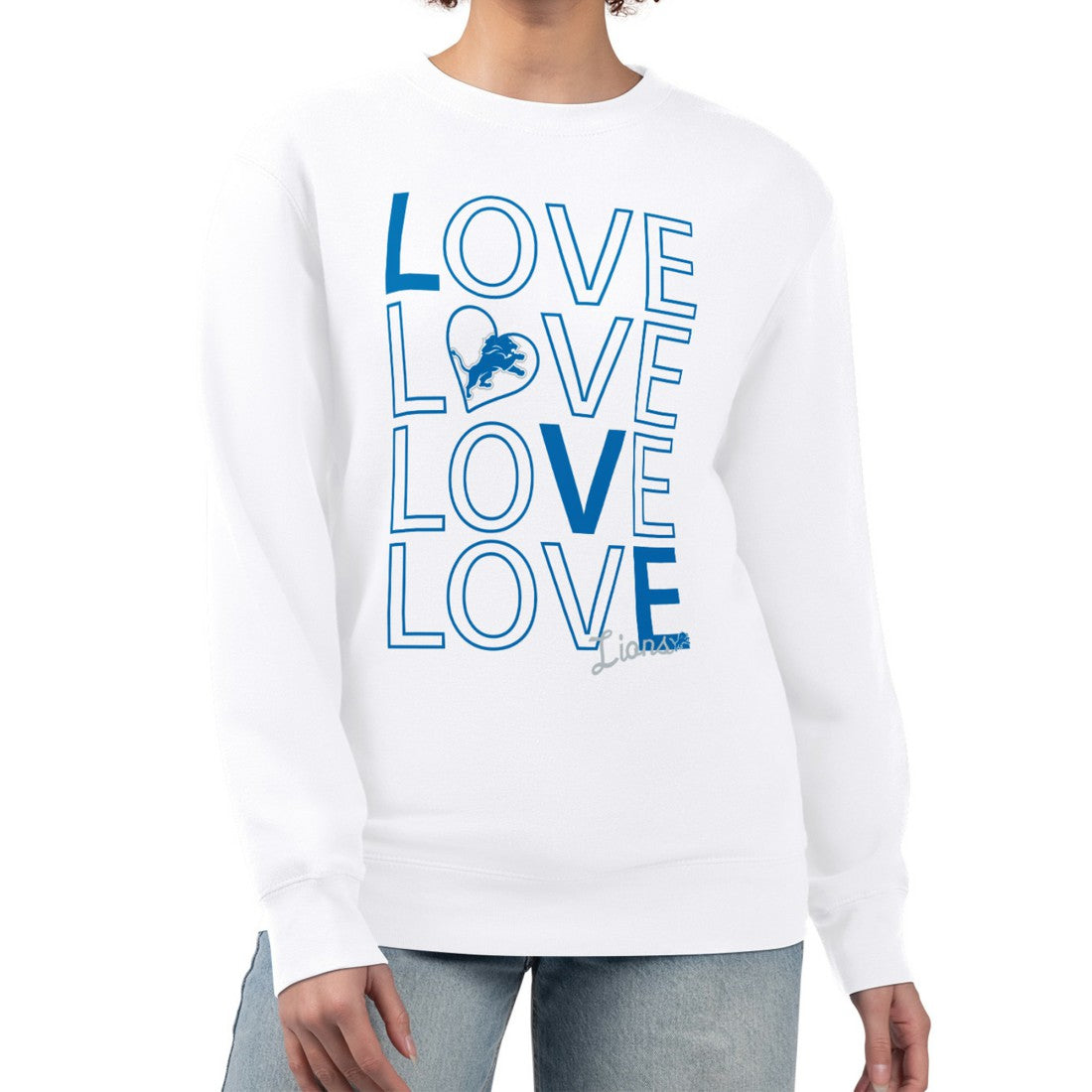 Detroit Lions G-III 4Her by Carl Banks Women's Lots of Love Graphic Fleece Pullover Sweatshirt - White - NFL
