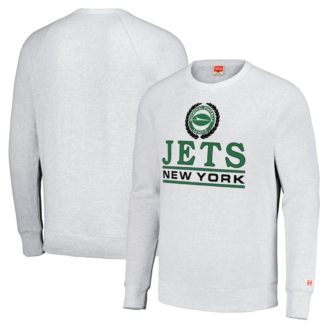 New York Jets Homage Unisex Crest Tri-Blend Crewneck Pullover Sweatshirt - White - NFL