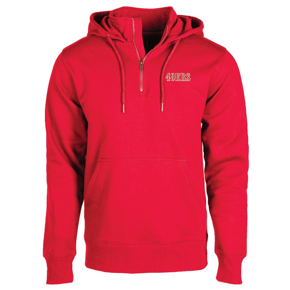 San Francisco 49ers Dunbrooke Unisex Defender Quarter-Zip Hoodie - Scarlet - NFL