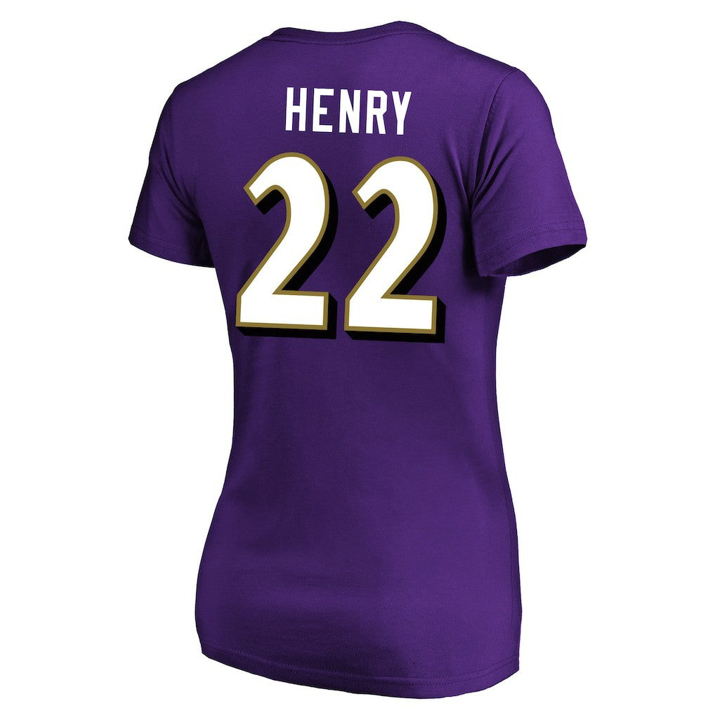 Derrick Henry Baltimore Ravens Women's Plus Size Fair Catch Name & Number Scoop Neck T-Shirt - Purple - NFL