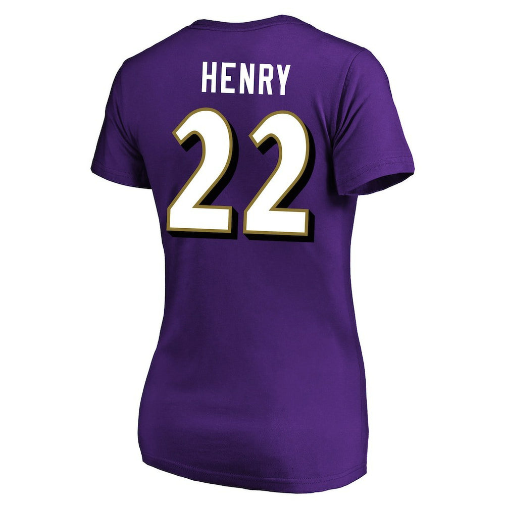 Derrick Henry Baltimore Ravens Women's Plus Size Fair Catch Name & Number Scoop Neck T-Shirt - Purple - NFL