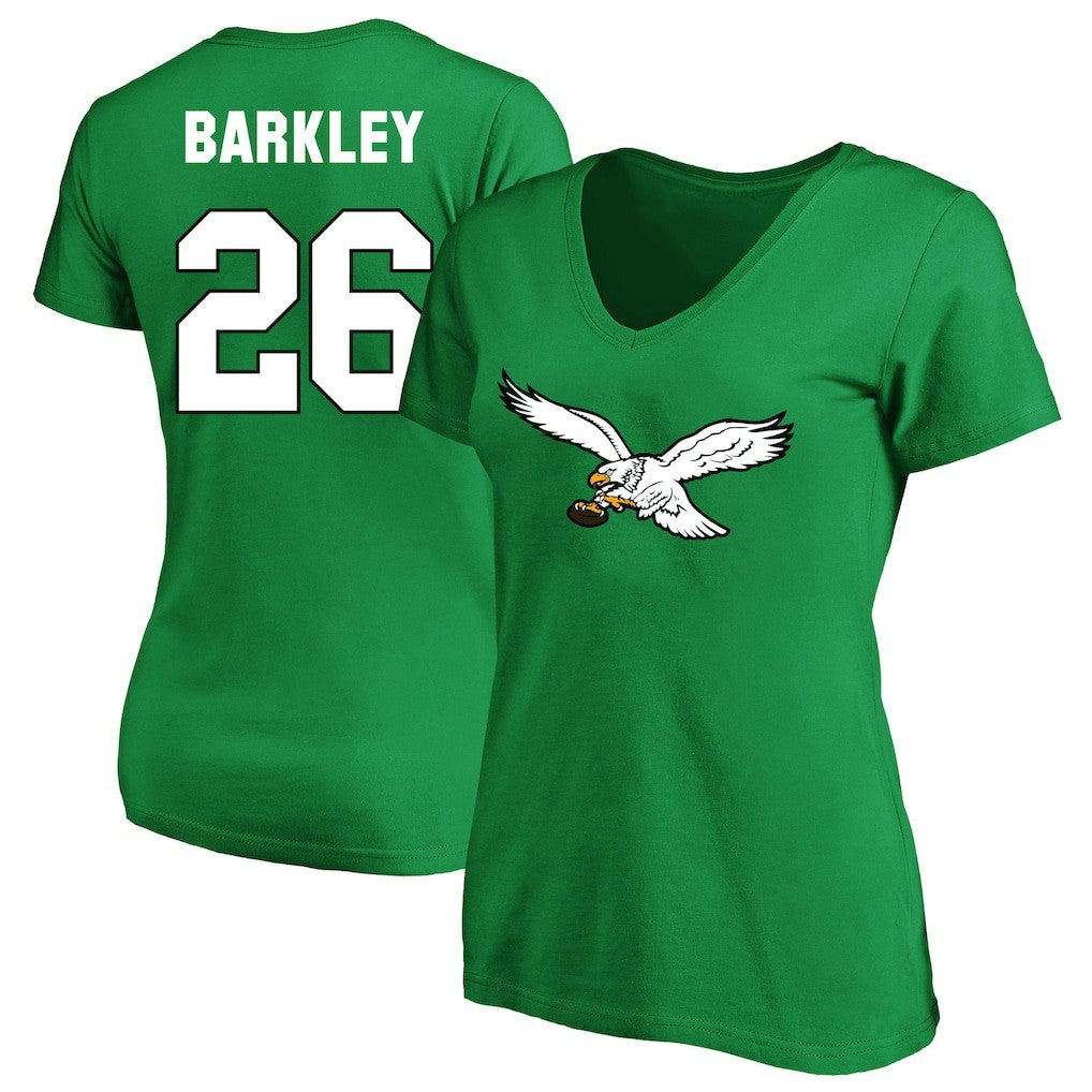 Saquon Barkley Philadelphia Eagles Women's Plus Size Fair Catch Name & Number Scoop Neck T-Shirt - Kelly Green - NFL