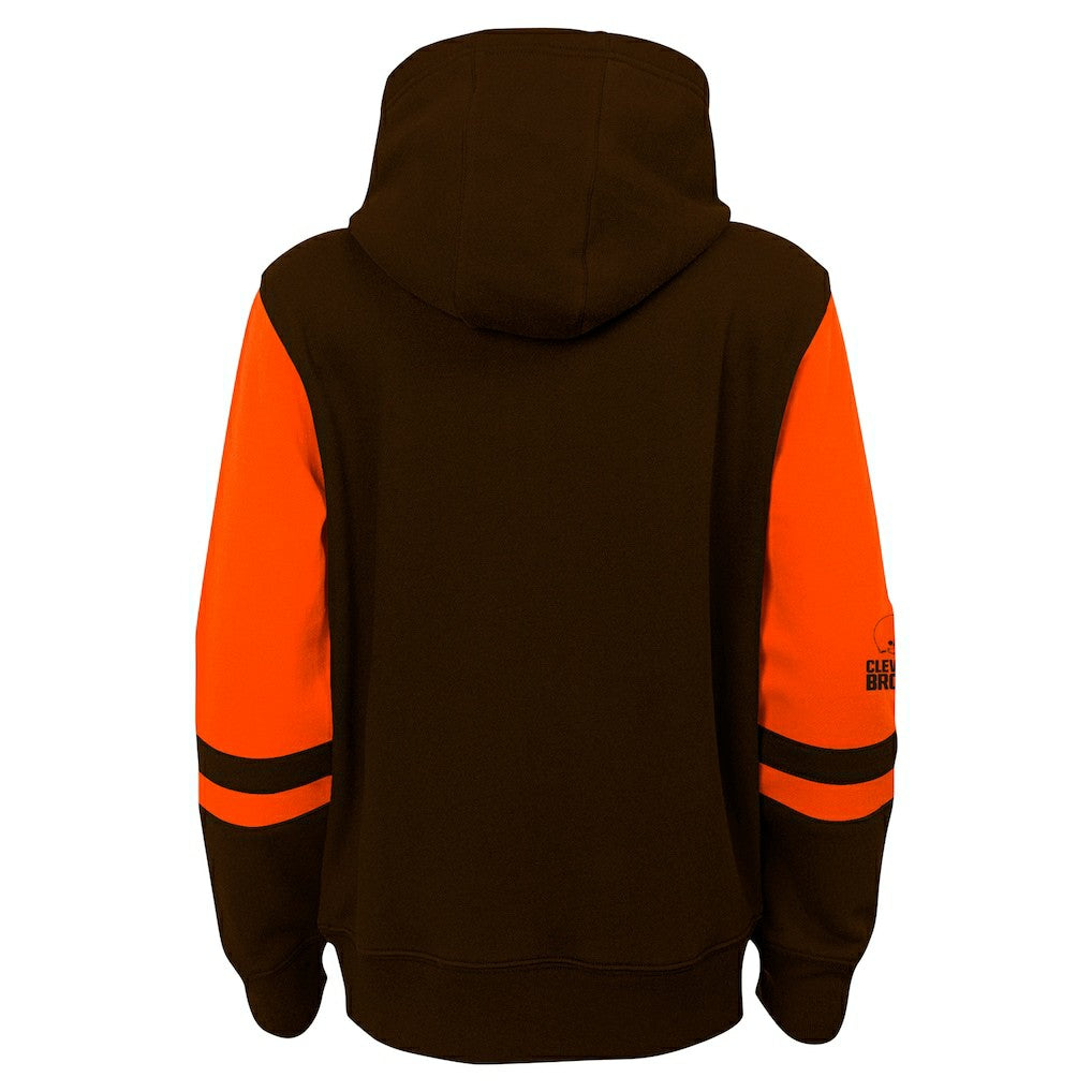 Cleveland Browns Youth Stadium Color-Block Full-Zip Hoodie - Brown - NFL