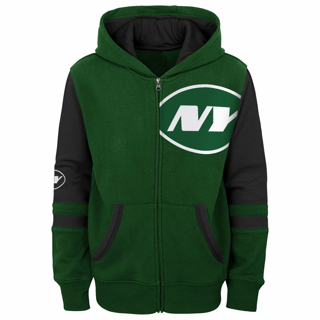 New York Jets Youth Stadium Color-Block Full-Zip Hoodie - Green - NFL