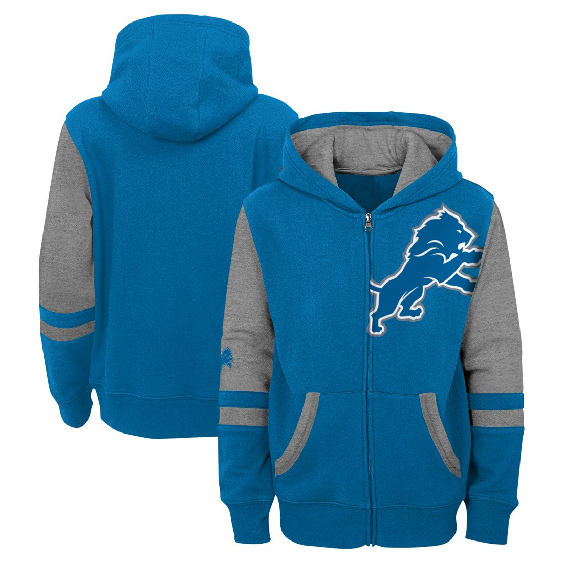 Detroit Lions Youth Stadium Color-Block Full-Zip Hoodie - Blue - NFL