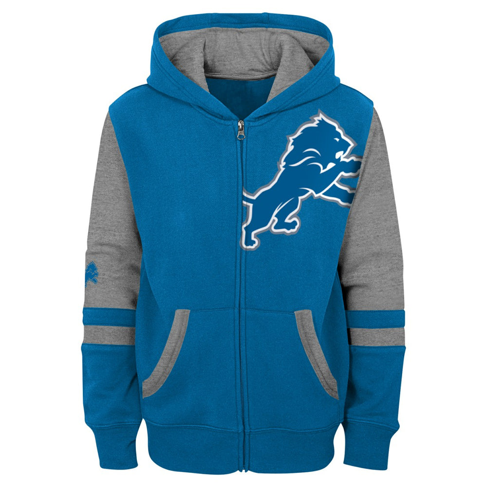 Detroit Lions Youth Stadium Color-Block Full-Zip Hoodie - Blue - NFL