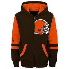 Cleveland Browns Preschool Stadium Color Block Full-Zip Hoodie - Brown - NFL
