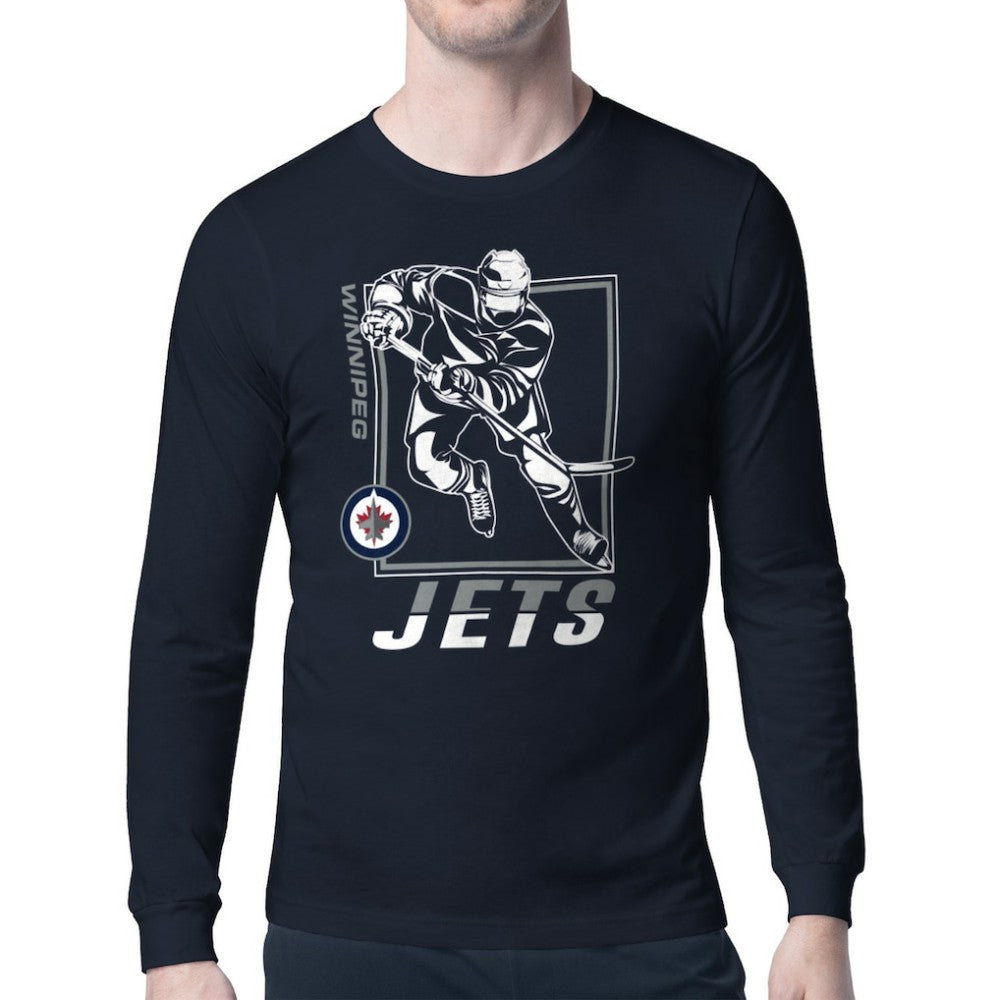 Winnipeg Jets Starter Player Grid Long Sleeve T-Shirt - Navy | NHL Lifestyle