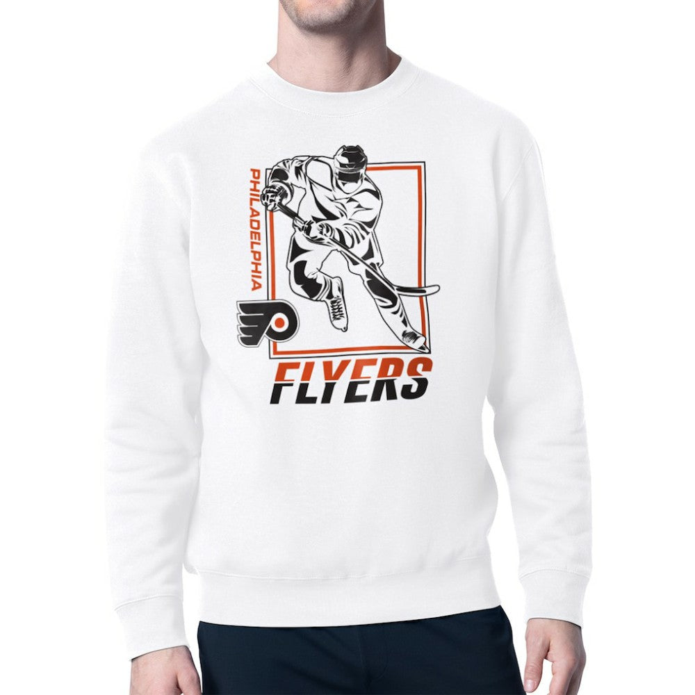 Philadelphia Flyers Starter Player Grid Fleece Pullover Sweatshirt - White | NHL Lifestyle