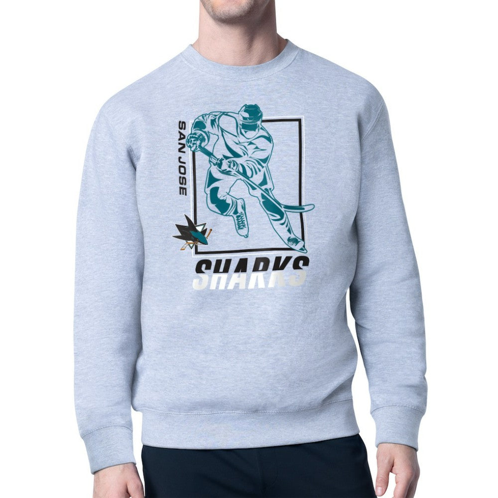 San Jose Sharks Starter Player Grid Fleece Pullover Sweatshirt - Heather Gray | NHL near me