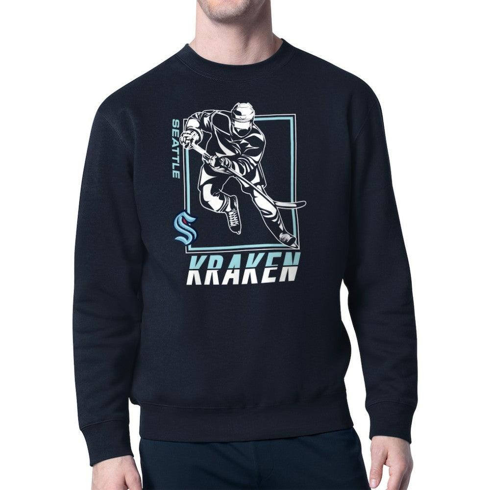 Seattle Kraken Starter Player Grid Fleece Pullover Sweatshirt - Deep Sea Blue | NHL sale