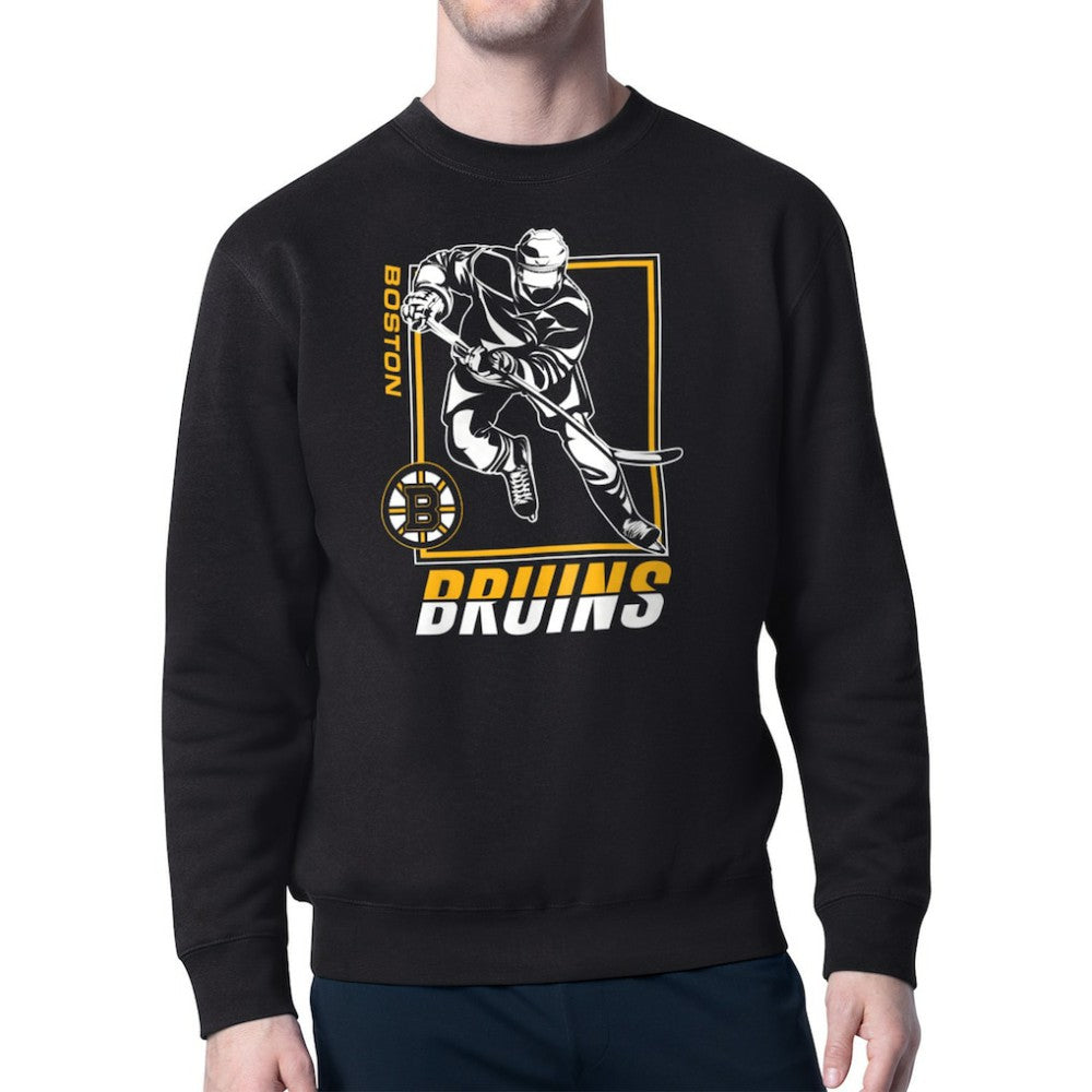 Boston Bruins Starter Player Grid Fleece Pullover Sweatshirt - Black | NHL near me