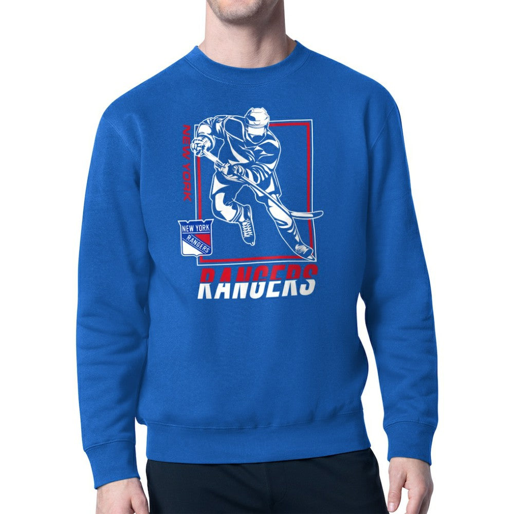 New York Rangers Starter Player Grid Fleece Pullover Sweatshirt - Blue | NHL Clearance