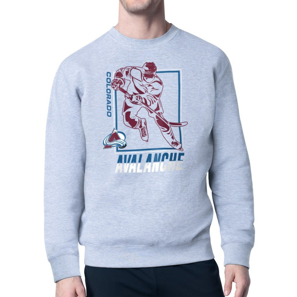 Colorado Avalanche Starter Player Grid Fleece Pullover Sweatshirt - Heather Gray | NHL sale