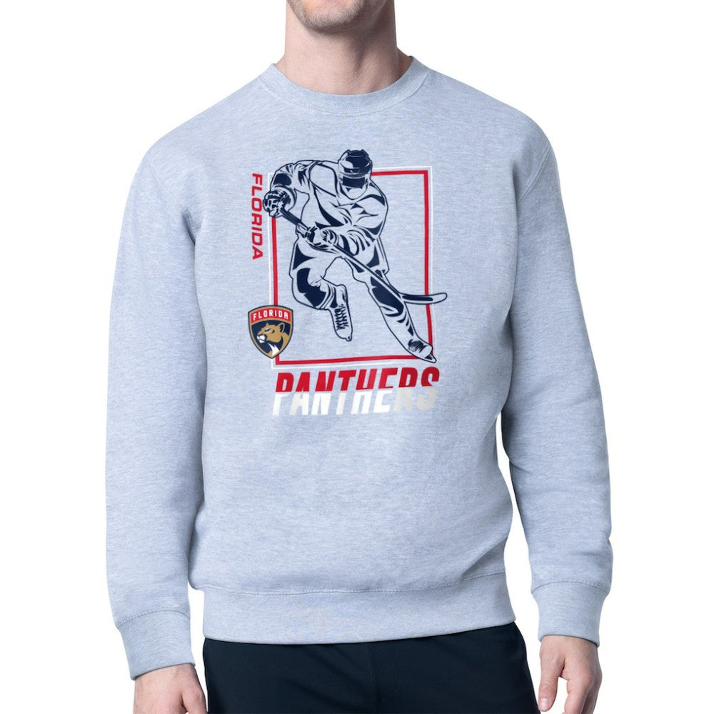 Florida Panthers Starter Player Grid Fleece Pullover Sweatshirt - Heather Gray | NHL Clearance