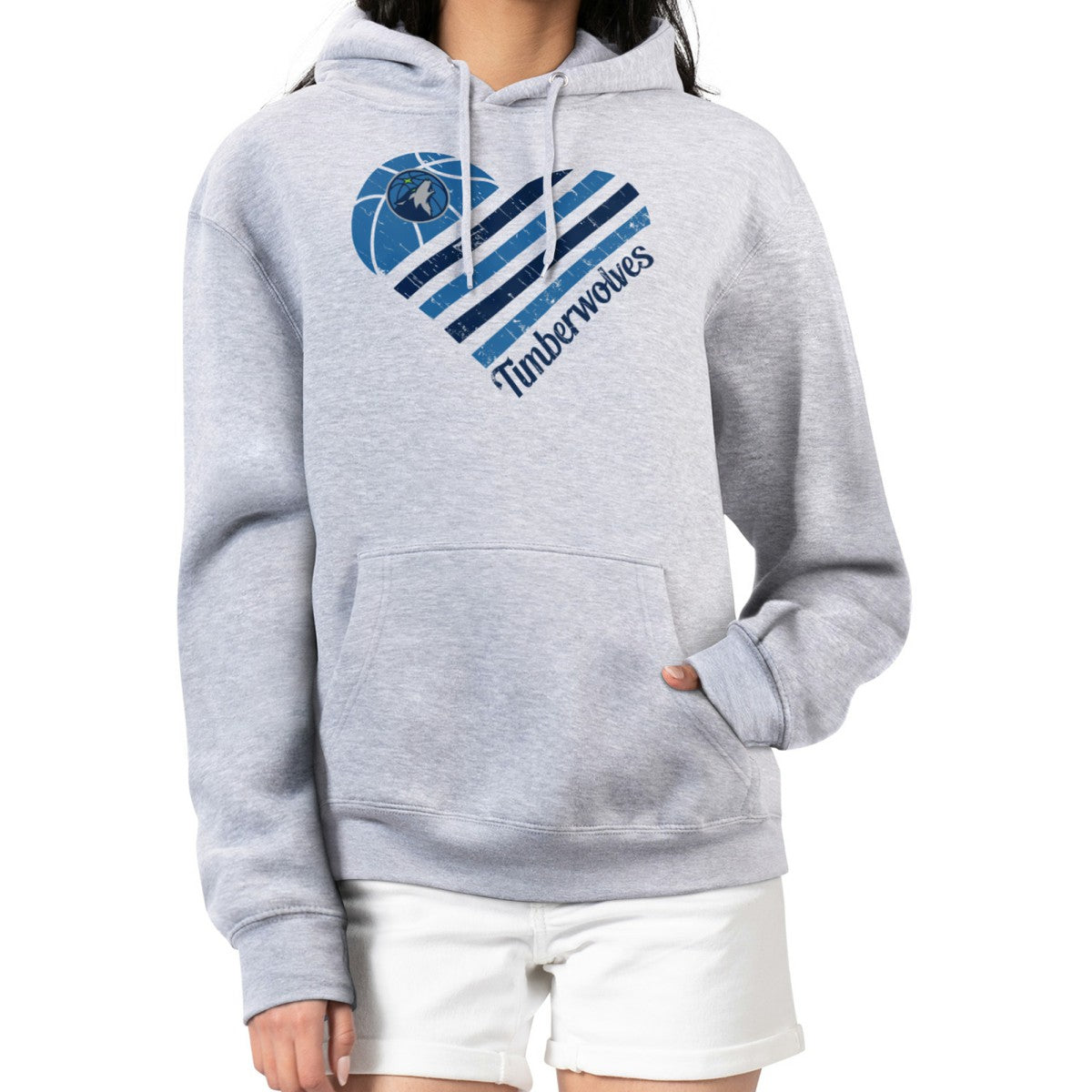 Minnesota Timberwolves G-III 4Her by Carl Banks Women's Heart Pullover Hoodie - Heather Gray