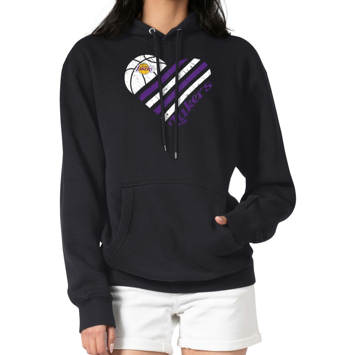 Los Angeles Lakers G-III 4Her by Carl Banks Women's Heart Pullover Hoodie - Black