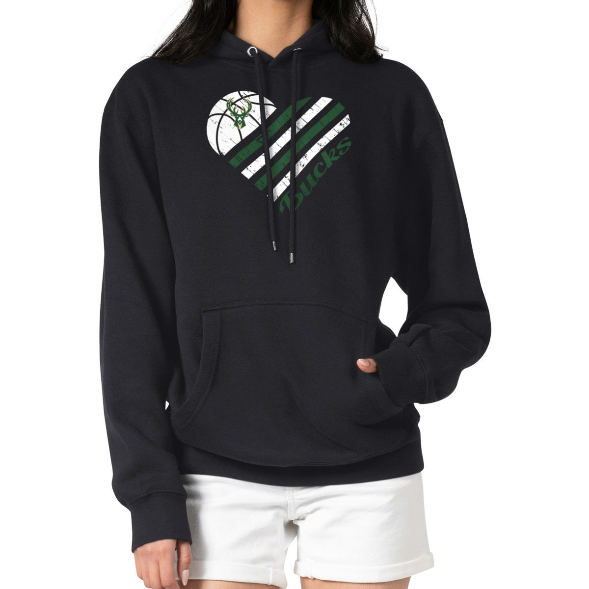 Milwaukee Bucks G-III 4Her by Carl Banks Women's Heart Pullover Hoodie - Black