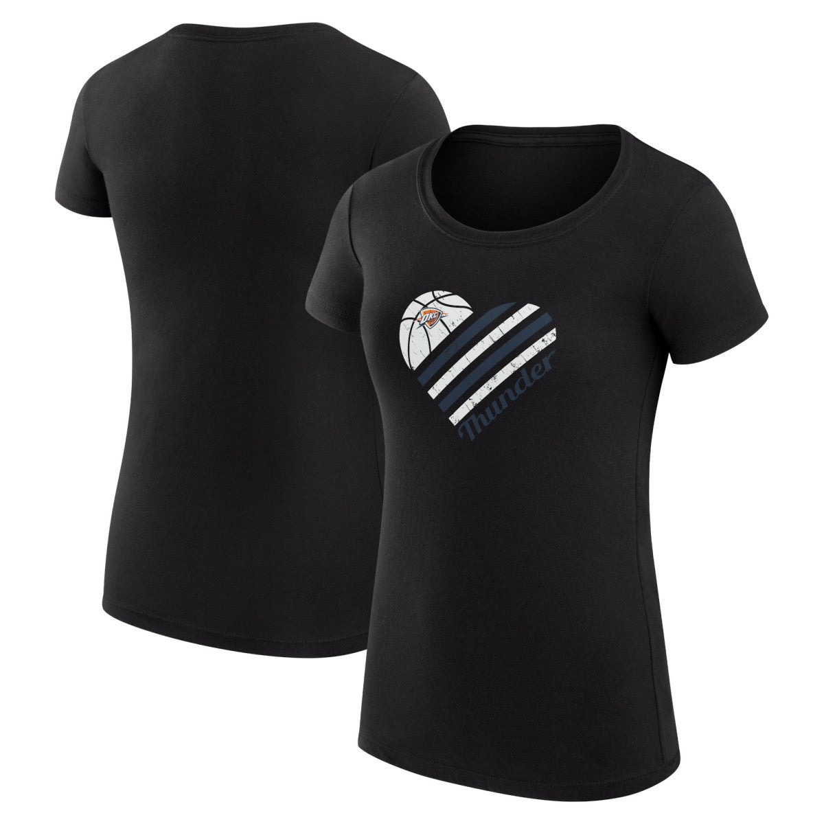 Oklahoma City Thunder G-III 4Her by Carl Banks Women's Super-Slim Fit Lightweight Heart T-Shirt Black