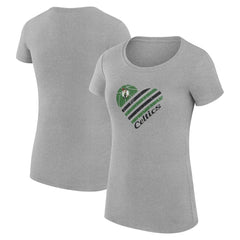 Boston Celtics G-III 4Her by Carl Banks Women's Super-Slim Fit Lightweight Heart T-Shirt Heather Gray