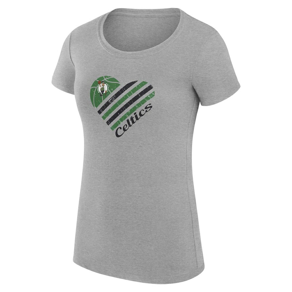 Boston Celtics G-III 4Her by Carl Banks Women's Super-Slim Fit Lightweight Heart T-Shirt Heather Gray