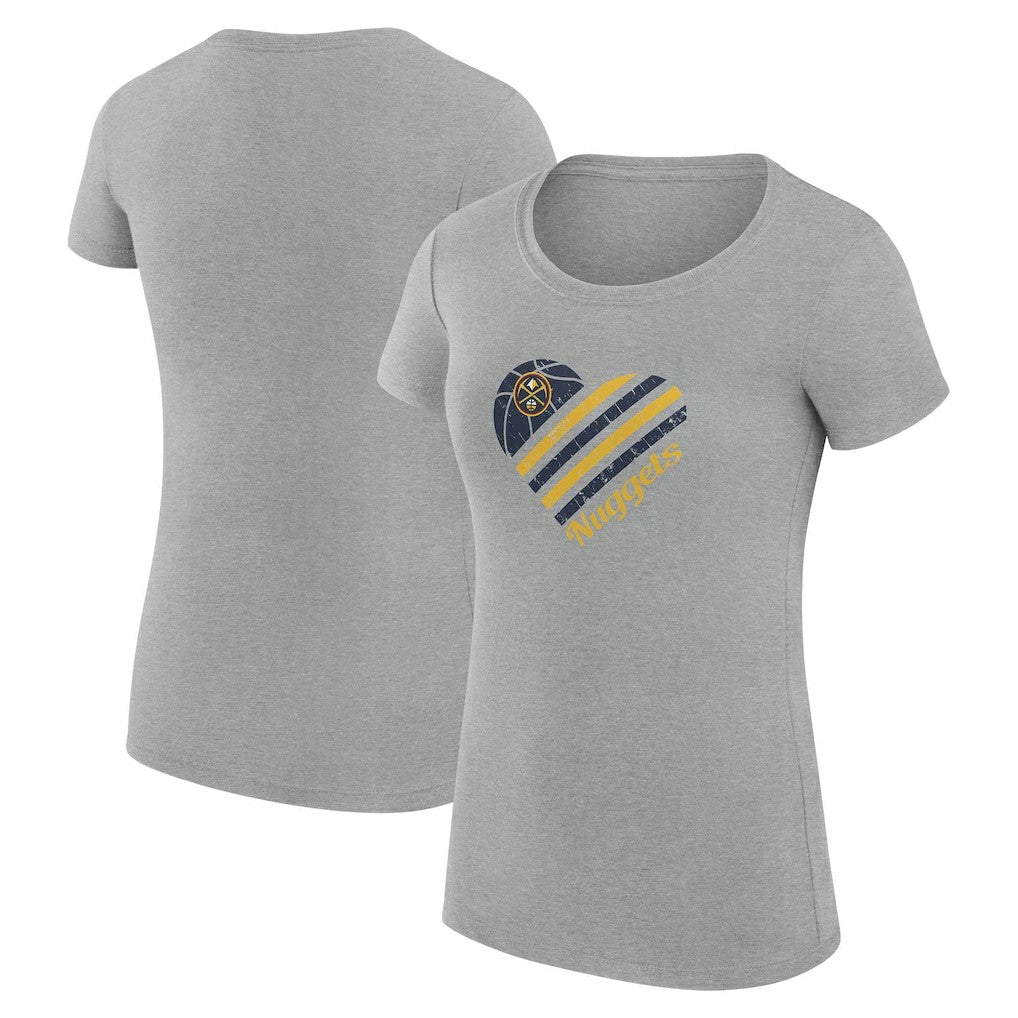 Denver Nuggets G-III 4Her by Carl Banks Women's Super-Slim Fit Lightweight Heart T-Shirt Heather Gray