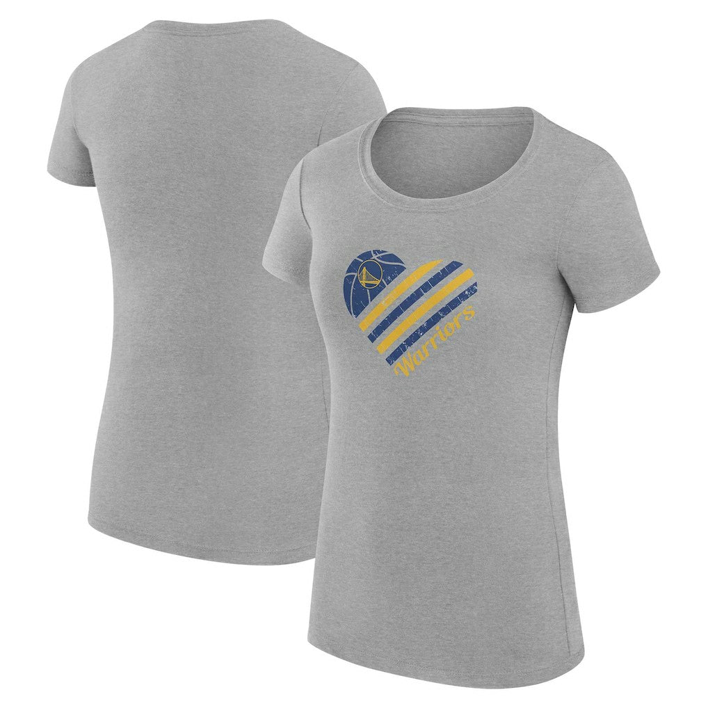 Golden State Warriors G-III 4Her by Carl Banks Women's Super-Slim Fit Lightweight Heart T-Shirt Heather Gray