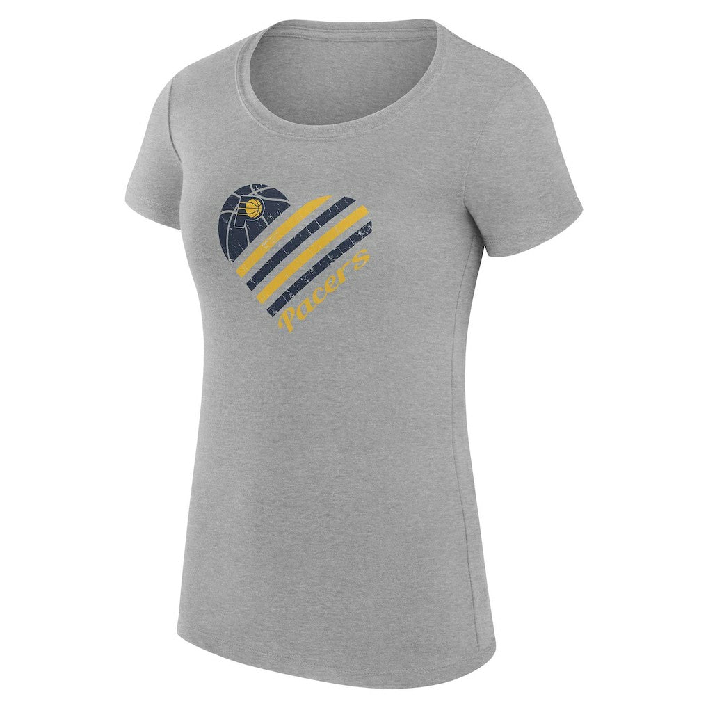 Indiana Pacers G-III 4Her by Carl Banks Women's Super-Slim Fit Lightweight Heart T-Shirt Heather Gray