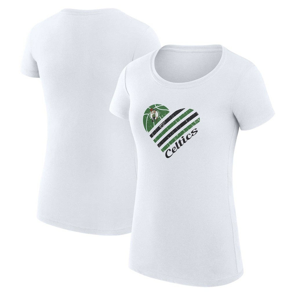 Boston Celtics G-III 4Her by Carl Banks Women's Super-Slim Fit Lightweight Heart T-Shirt White