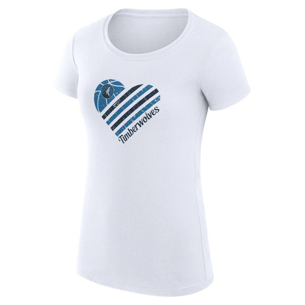 Minnesota Timberwolves G-III 4Her by Carl Banks Women's Super-Slim Fit Lightweight Heart T-Shirt White
