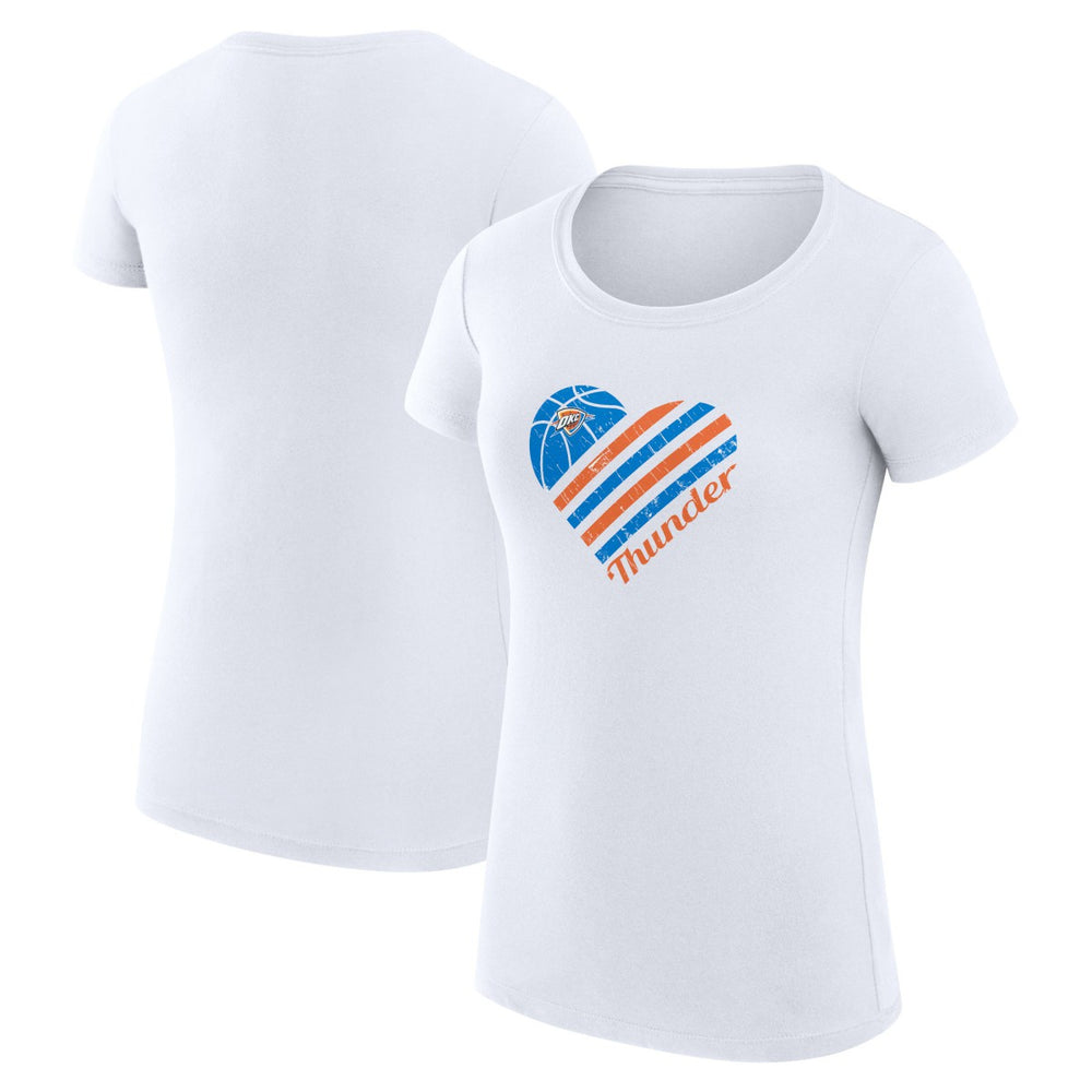 Oklahoma City Thunder G-III 4Her by Carl Banks Women's Super-Slim Fit Lightweight Heart T-Shirt White