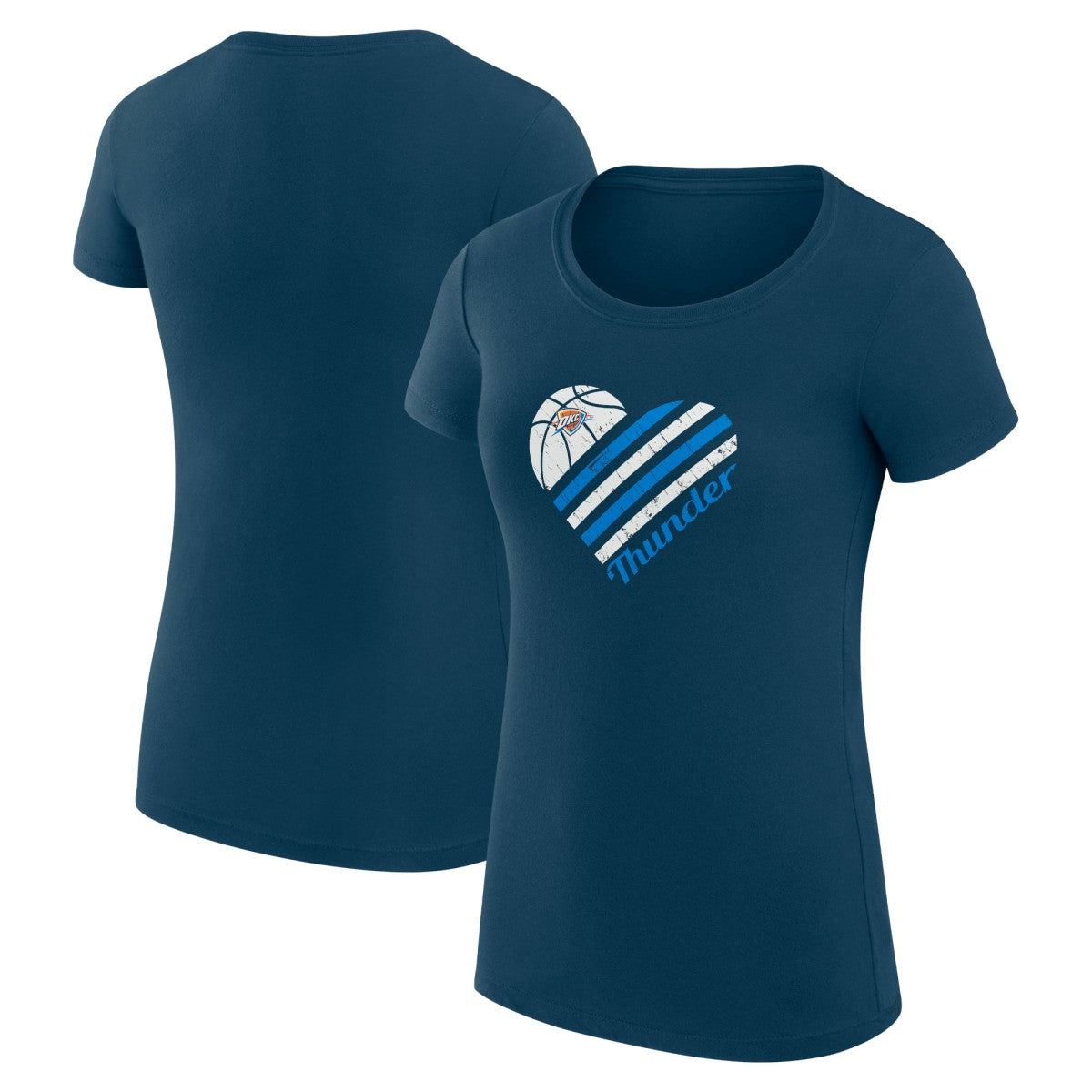 Oklahoma City Thunder G-III 4Her by Carl Banks Women's Super-Slim Fit Lightweight Heart T-Shirt Navy