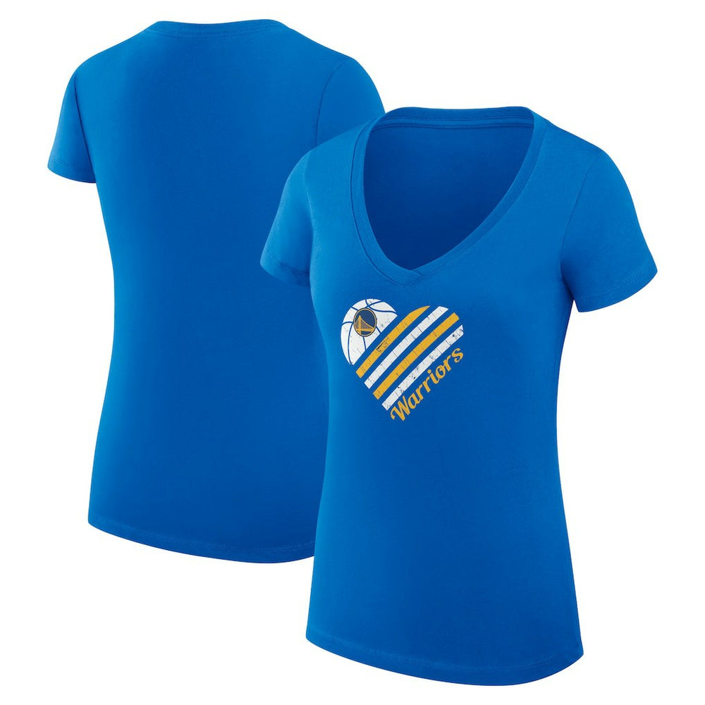 Golden State Warriors G-III 4Her by Carl Banks Women's Super-Slim Fit Lightweight Heart V-Neck T-Shirt Royal