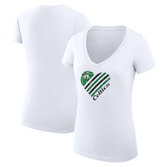 Boston Celtics G-III 4Her by Carl Banks Women's Super-Slim Fit Lightweight Heart V-Neck T-Shirt White