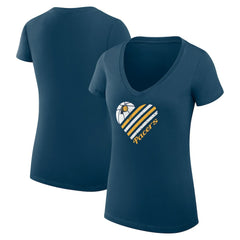 Indiana Pacers G-III 4Her by Carl Banks Women's Super-Slim Fit Lightweight Heart V-Neck T-Shirt Navy