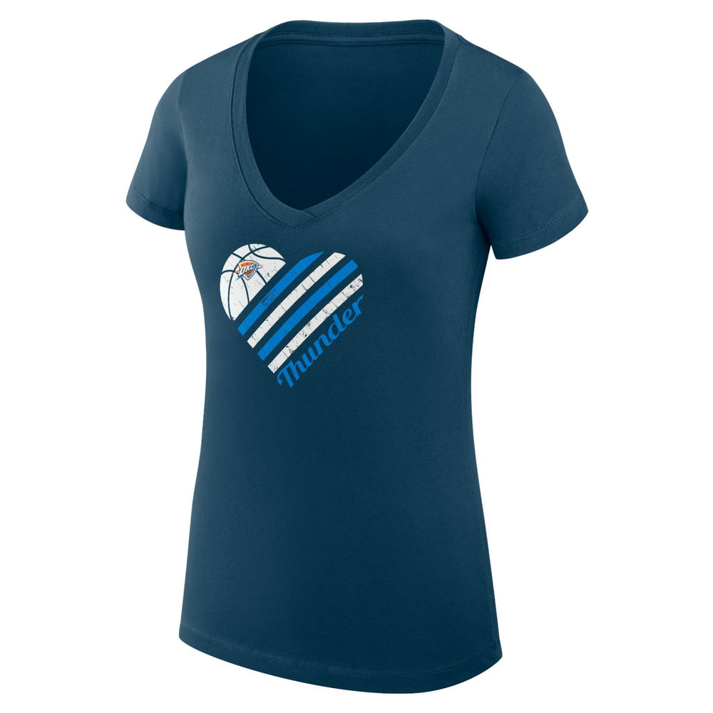 Oklahoma City Thunder G-III 4Her by Carl Banks Women's Super-Slim Fit Lightweight Heart V-Neck T-Shirt Navy